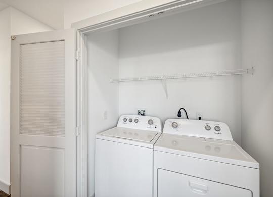 Side by side washer and dryer at The Braydon Apartments in Napa CA