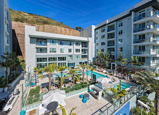 Pool area at Rivair Apartment Homes in San Diego CA