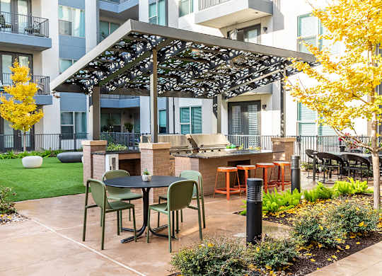 Pool courtyard grills at Luca Apartments in Austin TX