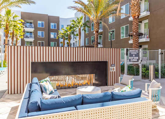 Pool Fire Feature Seating at Embark Apartments in Fremont CA