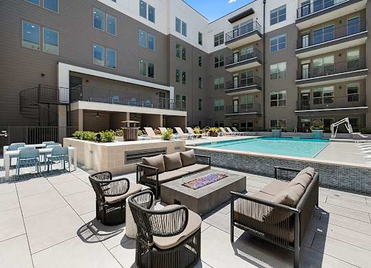 Pool fire table at East Bend Apartments in Houston TX