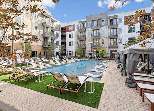 Outdoor pool at The Sevens in Dallas TX