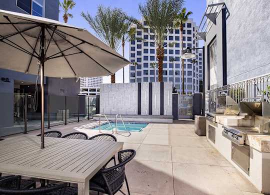 Pool grilling area at Main and Jamboree Apartments in Irvine CA