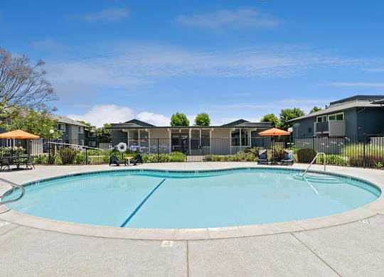 Pool Looking at Leasing Center Westchester Park Apartments in Tustin CA