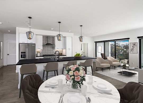 Dining area at Chromatic Flats Apartments in San Diego CA