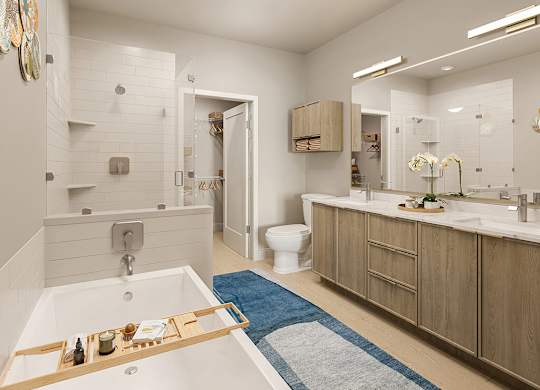 Bathroom tub at Hawkley Apartments in Milford MA