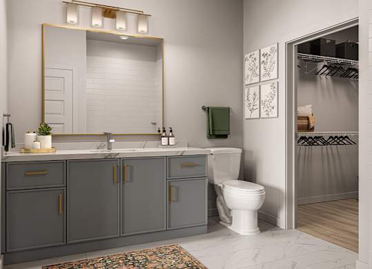 Bathroom in Gold Mist design at The Penstone Apartments and Townhomes in South Walpole MA