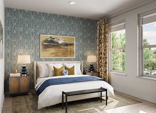 Bedroom in Gold Mist design at The Penstone Apartments and Townhomes in South Walpole MA