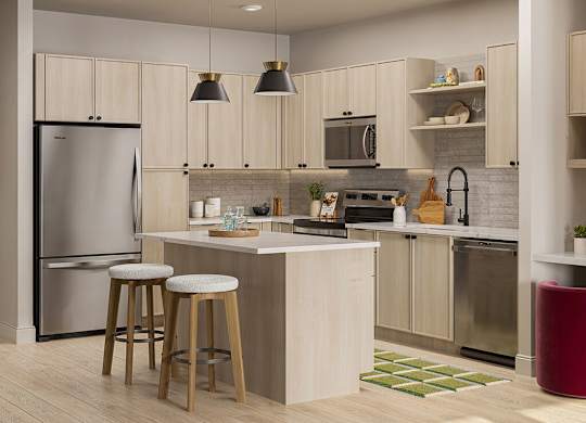 Kitchen in Black Talon design at Hawkley Apartments in Milford MA