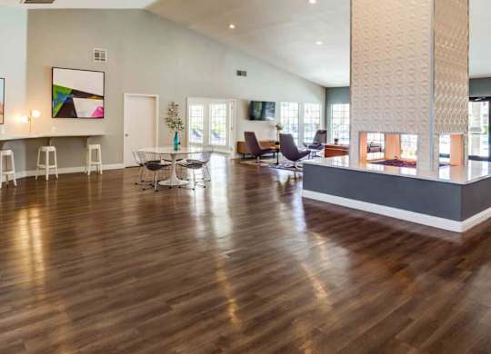 Social lounge fireplace at Kaleidocope Apartment Homes in Las Vegas NV