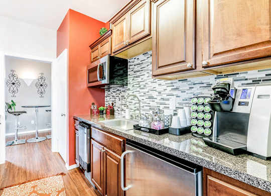Social lounge kitchen at Landmark at Wynton Pointe Apartment Homes in Nashville TN