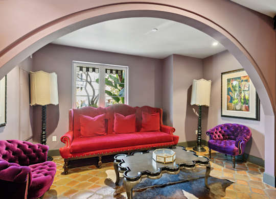 Social Lounge Lions Den Seating Area at Candara at Hancock Park Apartments in Los Angeles CA