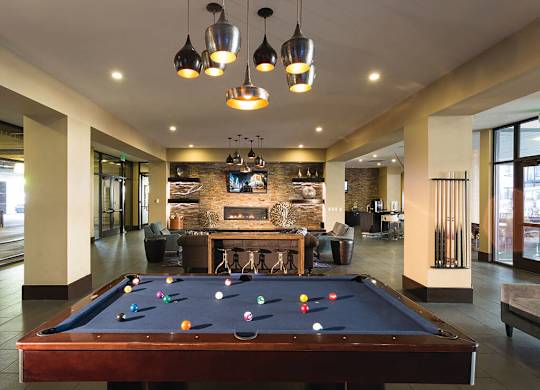 Social Lounge with Pool Table at The Douglas Apartments in Denver
