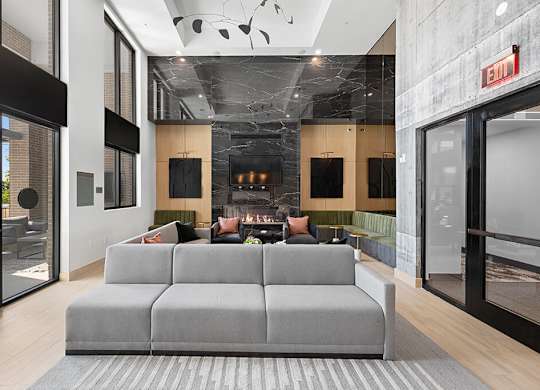 Social lounge seating area at East Bend Apartments in Houston TX