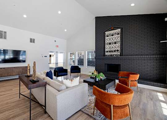 Social Lounge Seating Area and Fireplace at Hilltop Commons Apartments in San Pablo CA