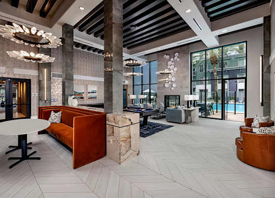 Social lounge seating at Main and Jamboree Apartments in Irvine CA