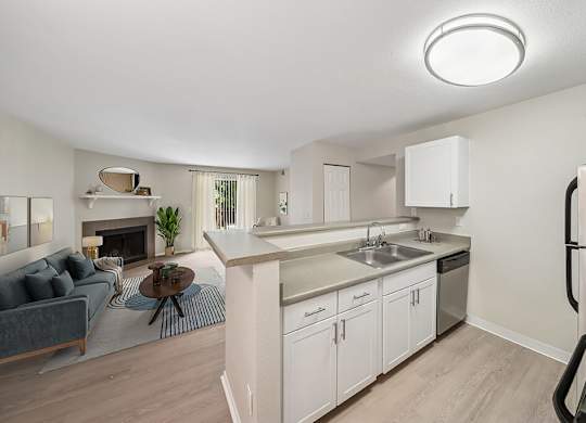 Kitchen and Living Room at Sky Rock Apartments in Longmont CO