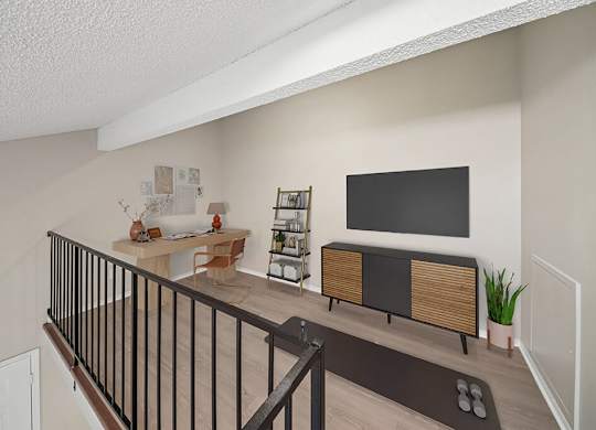 Staged Loft Loft Area at Sky Rock Apartments in Longmont CO