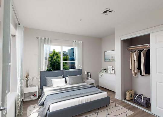 Model bedroom at Caprielle Apartments in San Diego CA