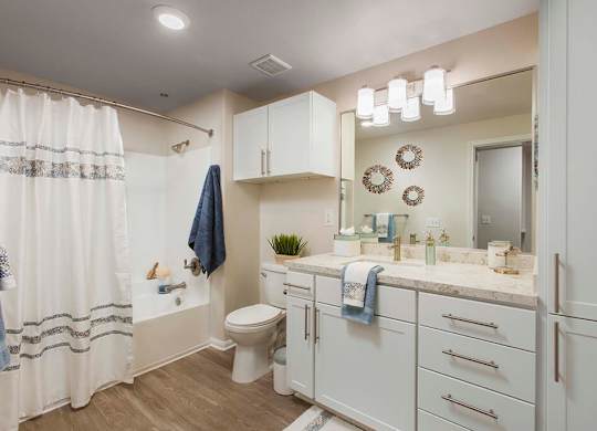 Bathroom with shower at Sierra at Otay Ranch Apartments in Chula Vista CA