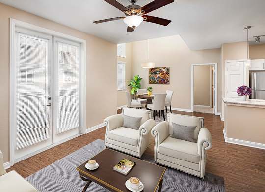Living room at Cresterra Apartments in San Marcos CA