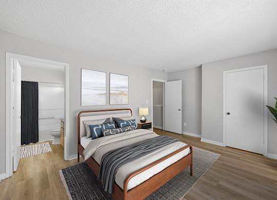 Bedroom with closet at Greens of Pine Glen in Durham NC