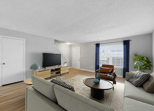 Townhome living room at Greens of Pine Glen in Durham NC