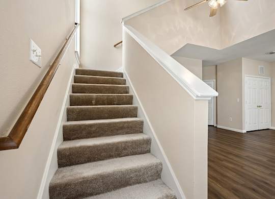 Townhome staircase at Fountains at Tidwell and The Enclave in Houston TX
