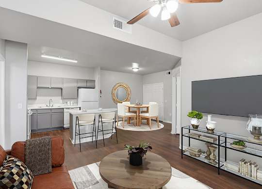 Living room at Almeda Park Apartments in Houston TX