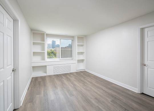 Vacant Living Room with Built Ins at il Palazzo Apartments in San Diego CA
