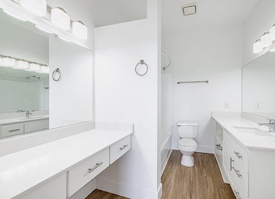 Primary bathroom at Marquessa Villas Apartmetns and Townhomes in Corona CA 