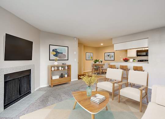 Living Room and Kitchen at Sienna at Cherry Creek Apartments in Denver CO