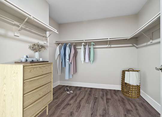 Renovated Primary Closet at Deerwood Apartments in Corona CA