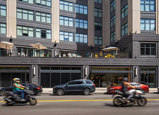Exterior of 28Grand apartment building.