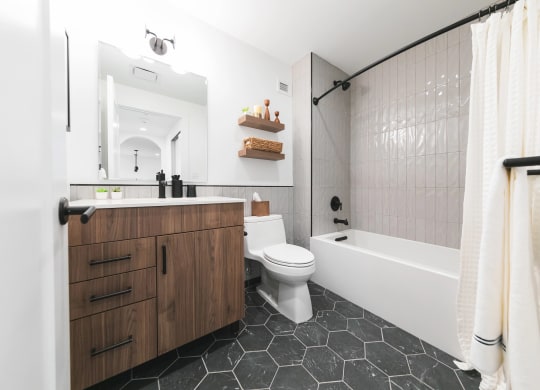 Bathroom interior at The Press/321, Detroit