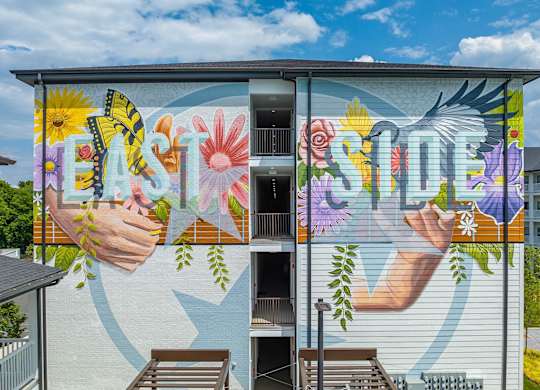 a mural on the side of a building