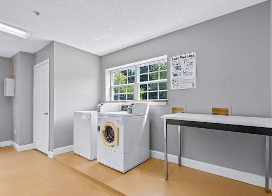 A laundry room with a washing machine and dryer.