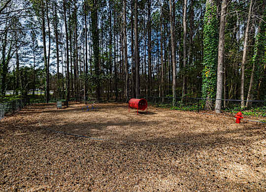 A red barrel sits in the middle of a dirt field.