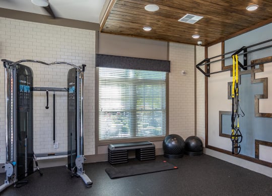 the gym at the flats at big tex apartments