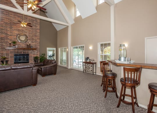 Clubhouse With Fireplace at Pebblebrook, Overland Park, Kansas