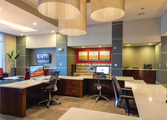Clubhouse computers at Block 334 Apartments