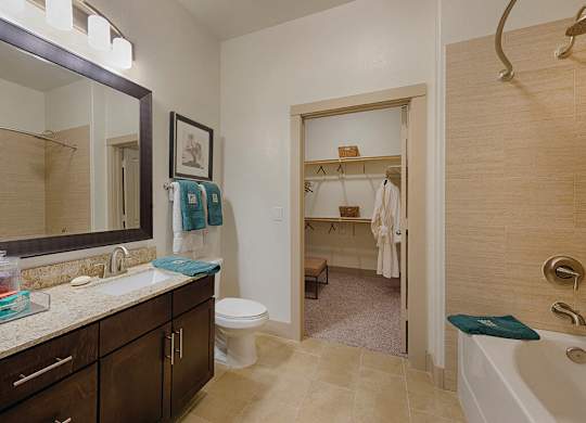 Master bathroom at Block 334 Apartments