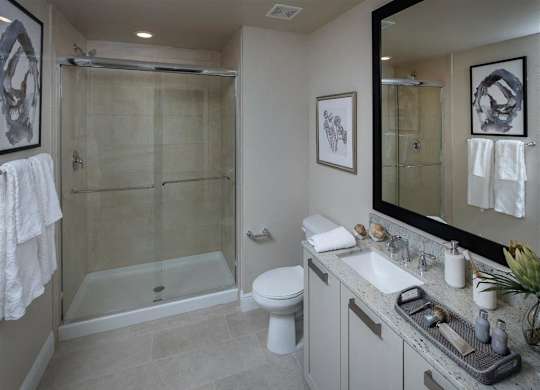 Sole at City Center West Palm Beach Luxury Apartments spacious bathroom