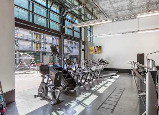 Fitness center cardio equipment at Idea1 Apartments in in San Diego CA