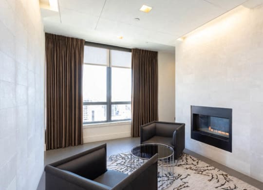 club room with a fireplace and two chairs at The Millennium, Virginia