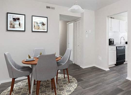 hallway inside apartment showing layout of kitchen and dining room