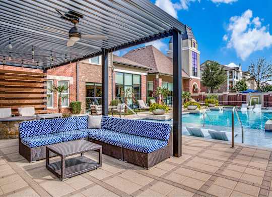 Resort style pool with lounge seating