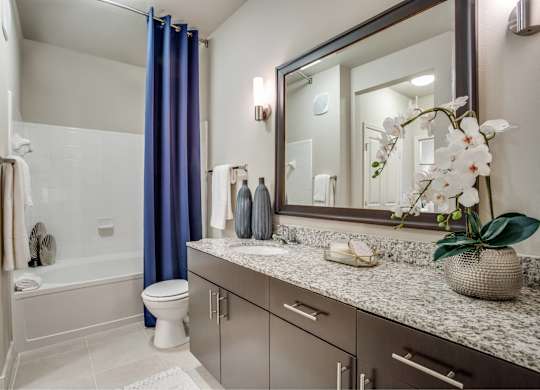 A bathroom with a toilet, sink, and a mirror.