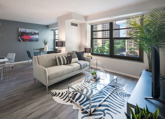 Living Room Interior at Twin Towers, Chicago, Illinois