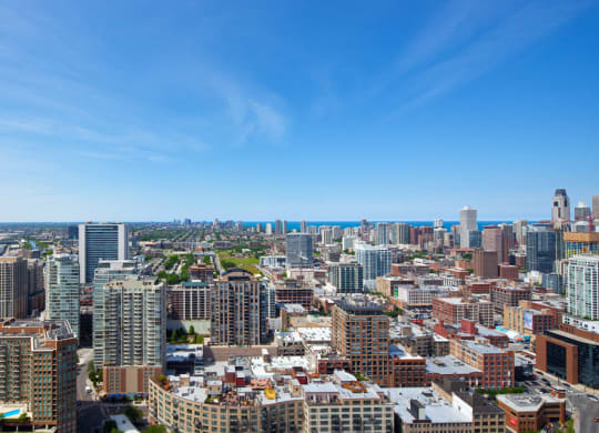City views from Kingsbury Plaza during the day at Kingsbury Plaza, Illinois, 60654